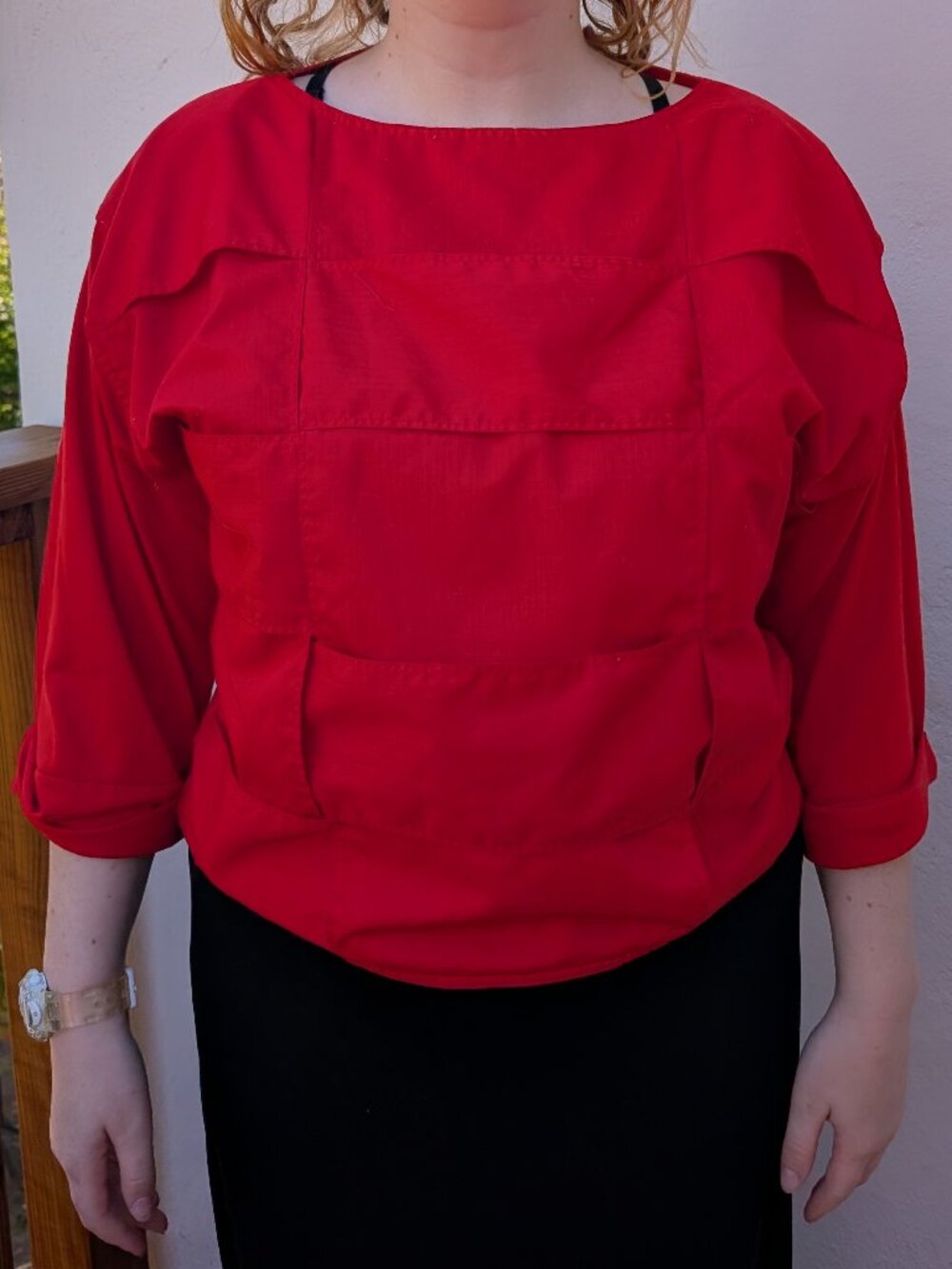 Vintage 80s Bonnie Boerer & Co Red top 3/4 sleeves